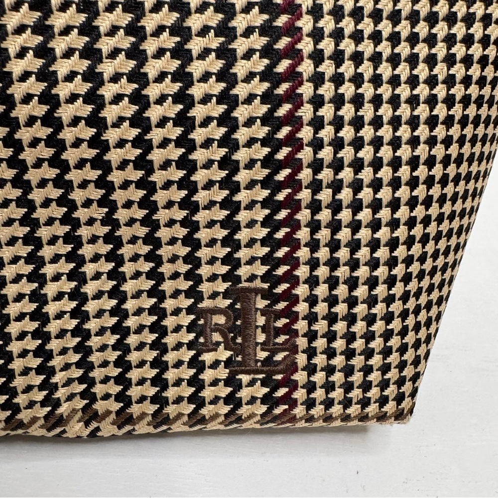 Lauren Ralph Lauren Houndstooth Shoulder Bag Brown Tan‎ - Picture 2 of 14